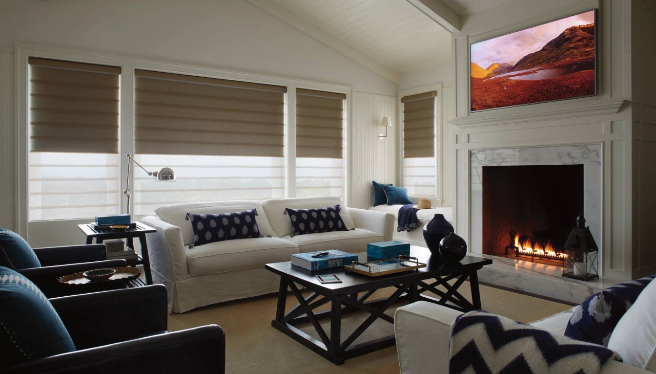 Hunter Douglas Vignette® Roman Shades with PowerView® Automation near Sioux Falls, South Dakota (SD)