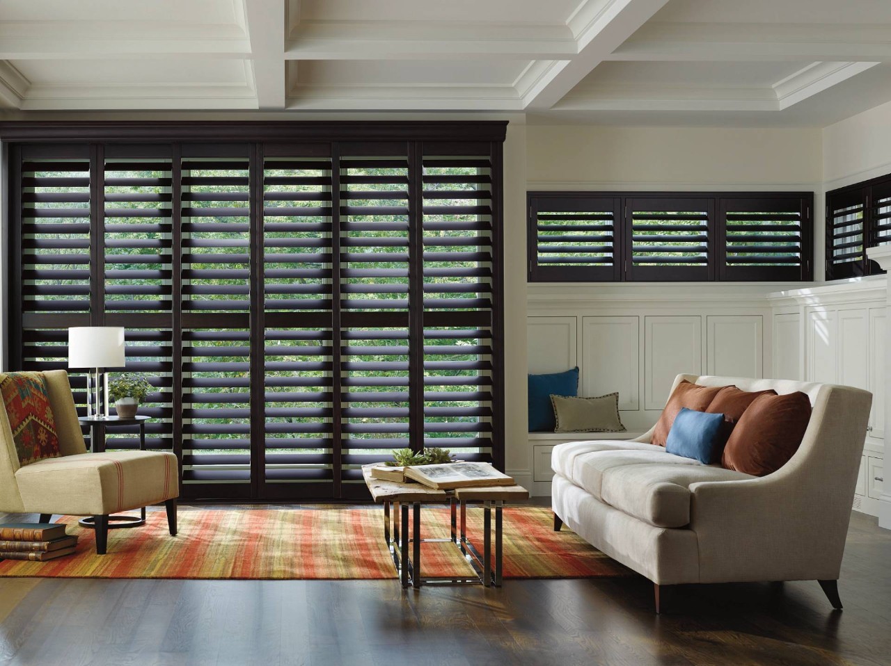 Hunter Douglas shutters covering a window as an alternative to blinds at Betz Blinds near Sioux Falls, SD